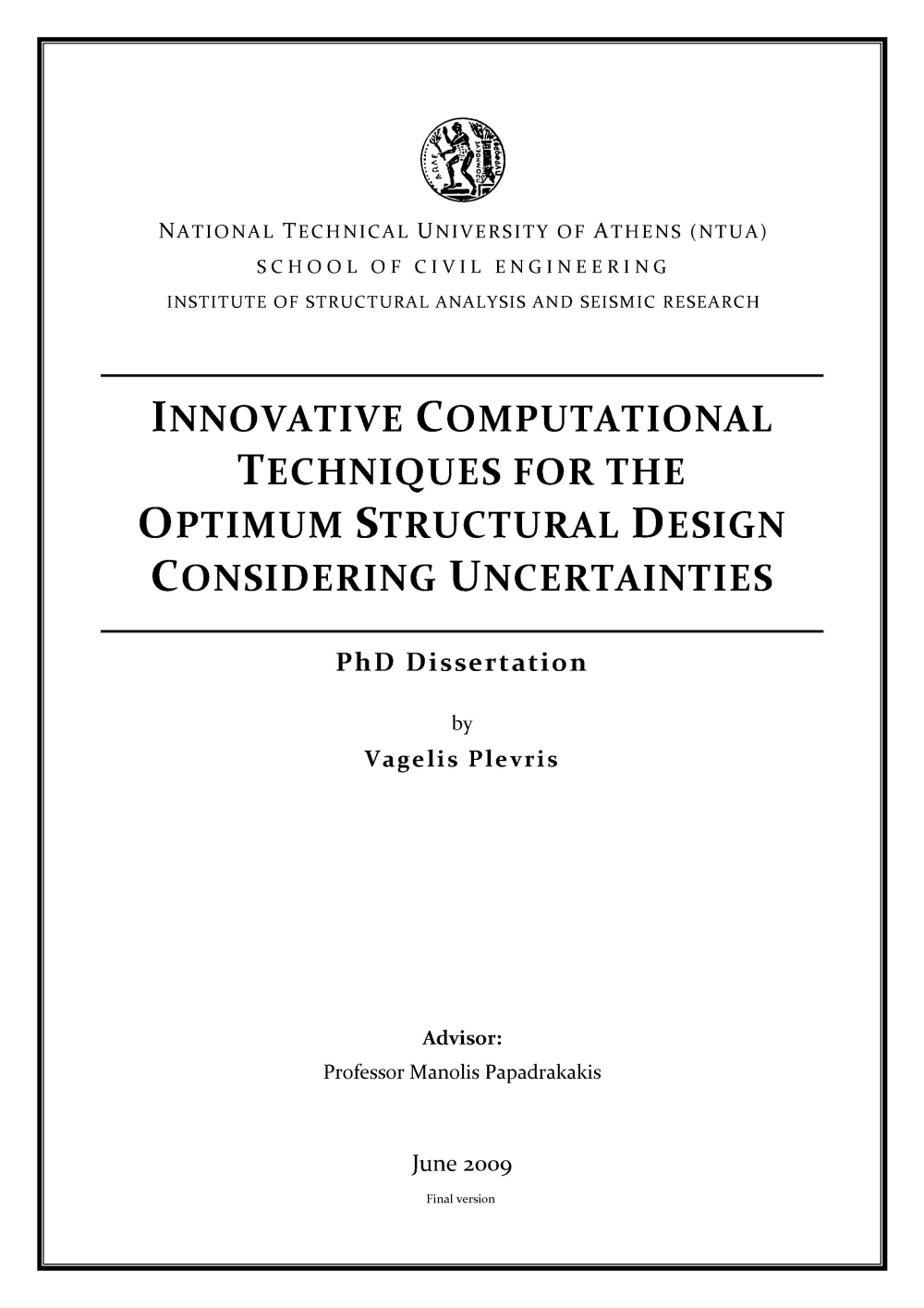 Cover of Doctoral Dissertation (PhD)
